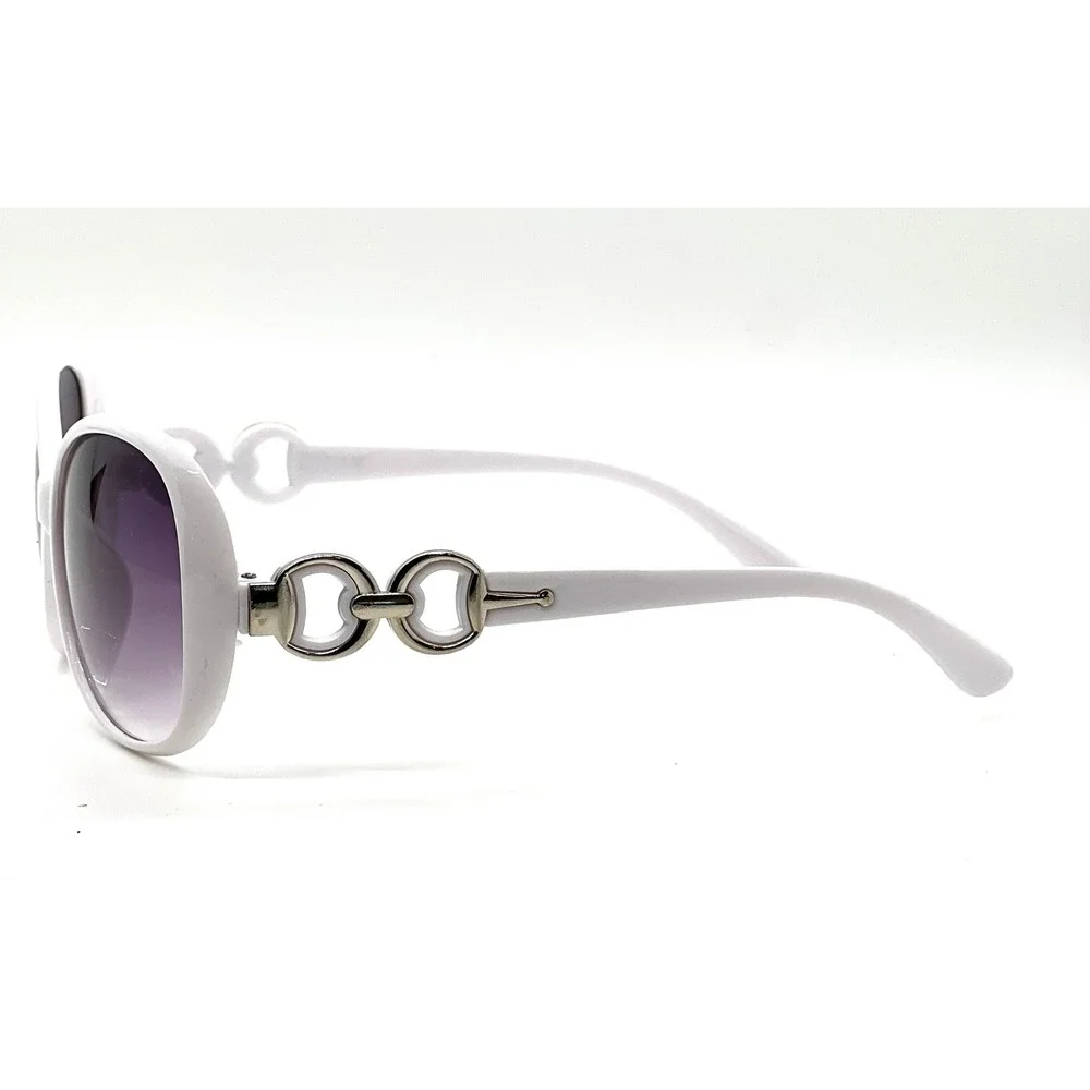 Women's Oversized Oval Sunglasses White Frame Gradient Lenses‎ Fashion Accessory